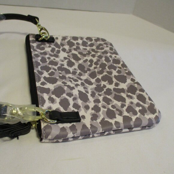 Betsey Johnson Woman Small Gray Tan White Top Zip Shoulder Bag Purse - Picture 8 of 8